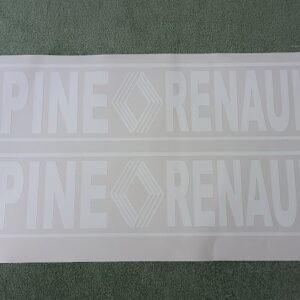 Sticker Alpine Renault x 2 en BLANC année 60 et 70 en découpe