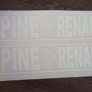 Sticker Alpine Renault x 2 en BLANC année 60 et 70 sur transparent