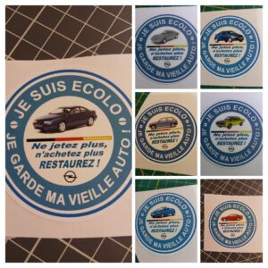 Sticker "Je suis écolo, je garde ma vieille auto" OPEL