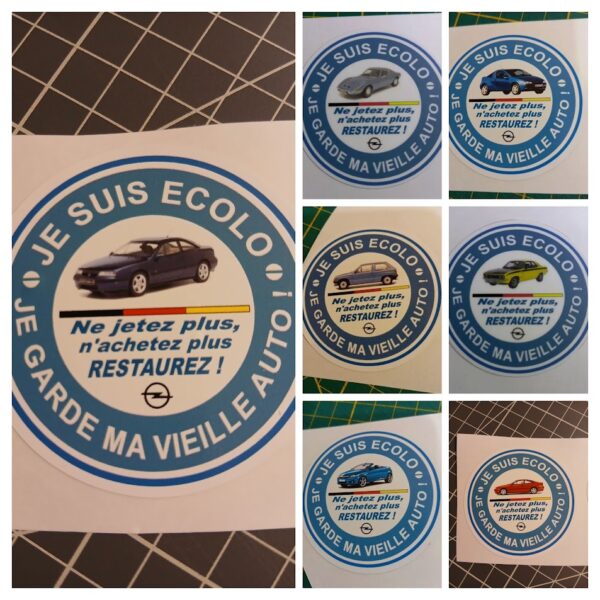 Sticker "Je suis écolo, je garde ma vieille auto" OPEL