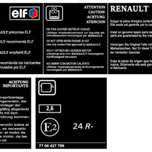 Sticker Renault Safrane Diesel lot de 3 compartiment moteur