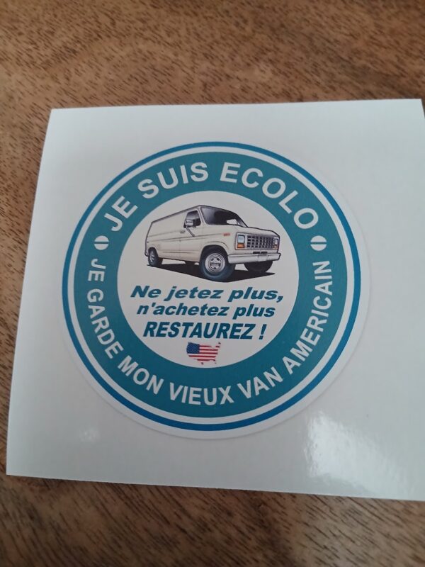 Sticker "Je suis écolo, je garde mon vieux van américain"