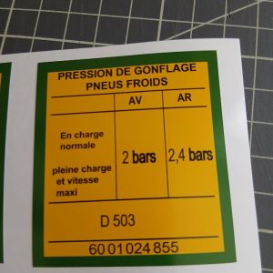 Sticker Pression des pneus Alpine A610